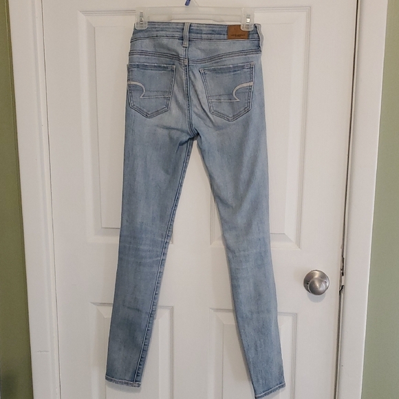 American Eagle Outfitters Low Rise Women's Light Blue "Long" Skinny Jeans - Picture 3 of 5